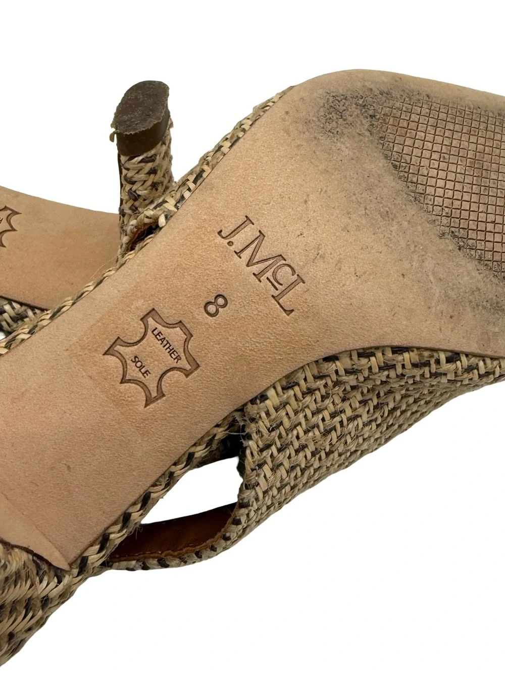 J. Mclaughlin Beige Cassidy Grasscloth Slingback Kitten Heels Size 8